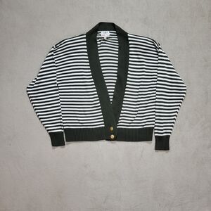 Fia Italia Hand loomed Cardigan Long Sleeves Green Striped Sz M